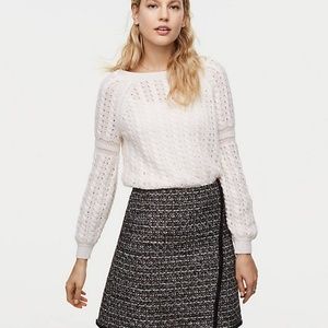 NWT LOFT Fringe Tweed Wrap Mini Skirt, Size 4